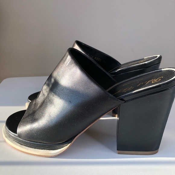 Robert Clergerie Paris Astro Black Soft Leather Slide Block Heel Sandals 9 - Picture 1 of 10